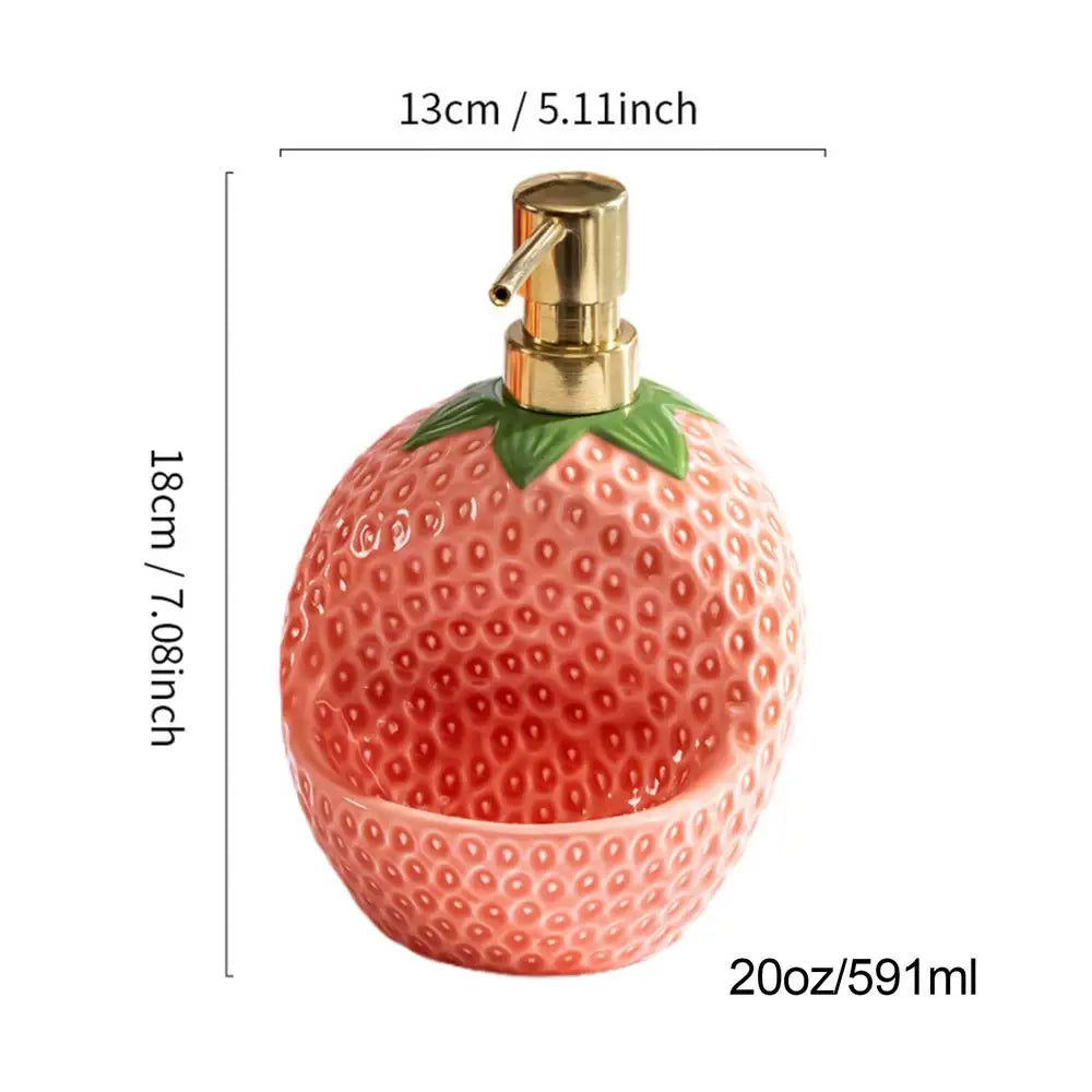 Soap Dispenser 20 Oz Strawberry Shape Ceramic Refillable Liquid Lotion Bottle Bathroom Hand Soap Dispenser with Sponge Holder Zpaxo B China Mainland