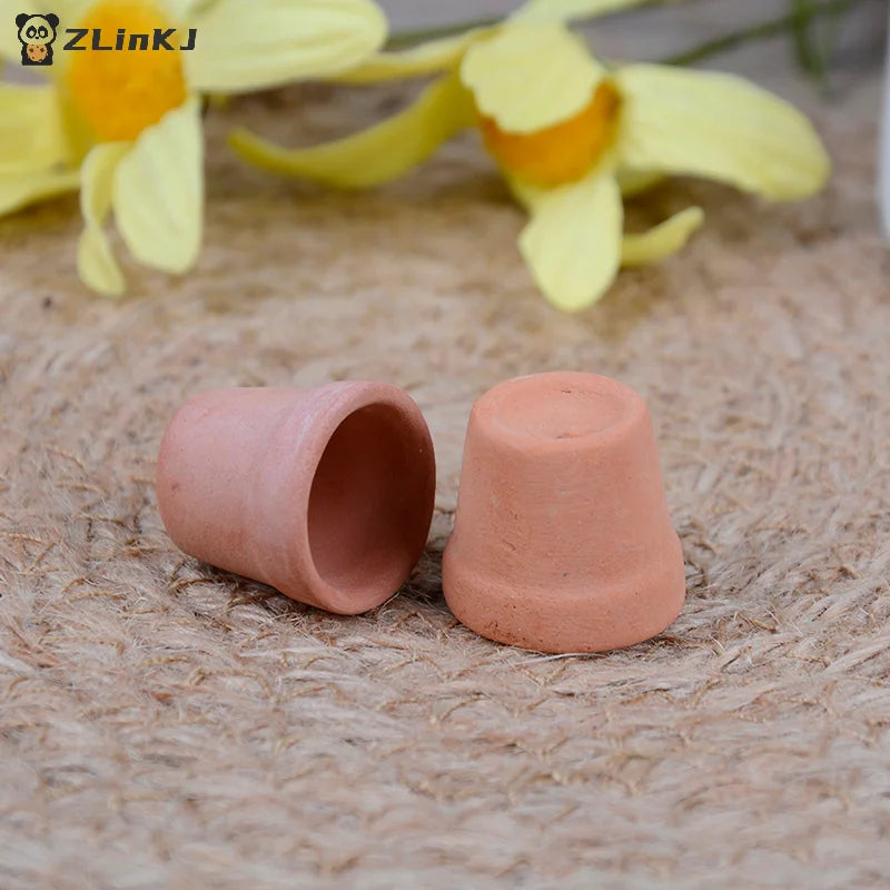 ▶12Pcs Miniature Flower Pots Handmade Red Clay For 1/12 Scale Dollhouse Garden Decorative Items for Home Zpaxo
