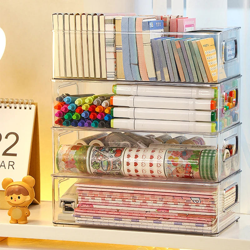 Acrylic Storage Box Desktop Cosmetics Transparent Plastic Box Dormitory Household Facial Mask Skin Box Refrigerator Storage Box Zpaxo