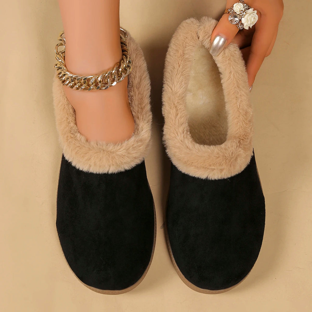 2025 New Women Snow Boots Casual Thick-soled Indoor Shoes Anti-slip Warm Fur Lining Shoes Women Fashion Fluffy Ankle Boots Women Zpaxo