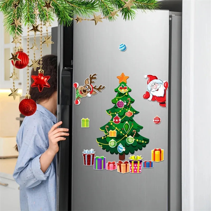 Santa Reindeer Holiday Magnets Magnetic Christmas Tree Refrigerator