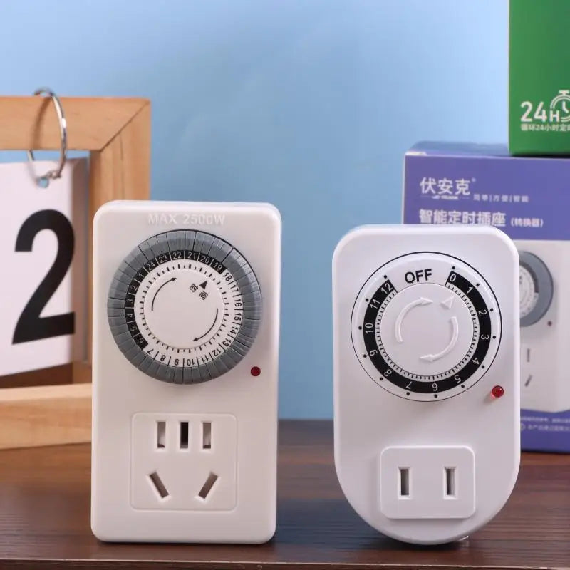 12/24 Hour Mechanical Cyclic Timer Switch – Universal Outlet Socket