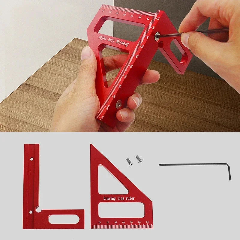 Woodworking Square Protractor Aluminum Alloy Miter Triangle Ruler High Precision Layout Measuring Tool for Engineer Carpenter Zpaxo