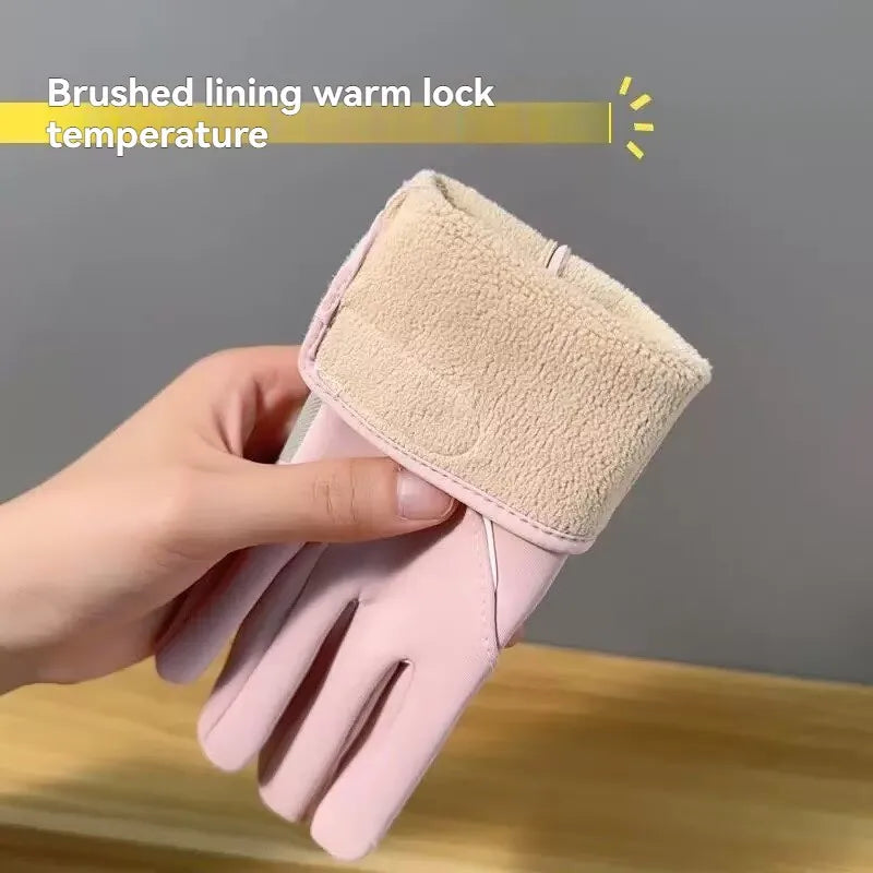 Cycling Non-slip Gloves Women's Winter Velvet Warm Windproof Outdoor Zpaxo
