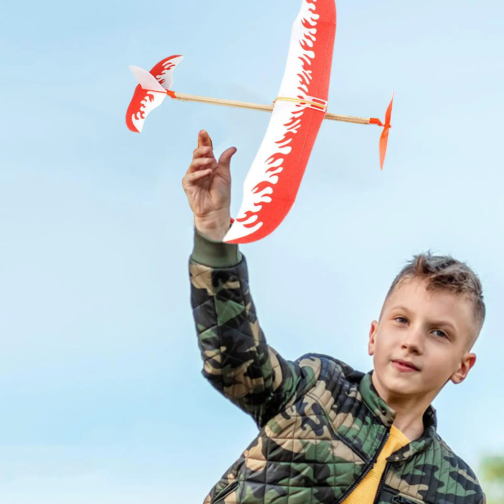 Rubber Band Airplanes Powered Glider Aircraft Kit Flying Games Play Kids Students Adults Outdoor Sports Activity Toy Zpaxo