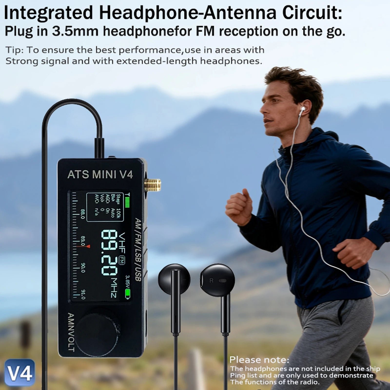 Portable AM FM Radio Receiver Stand Headphone Amplifier Si4732 DSP