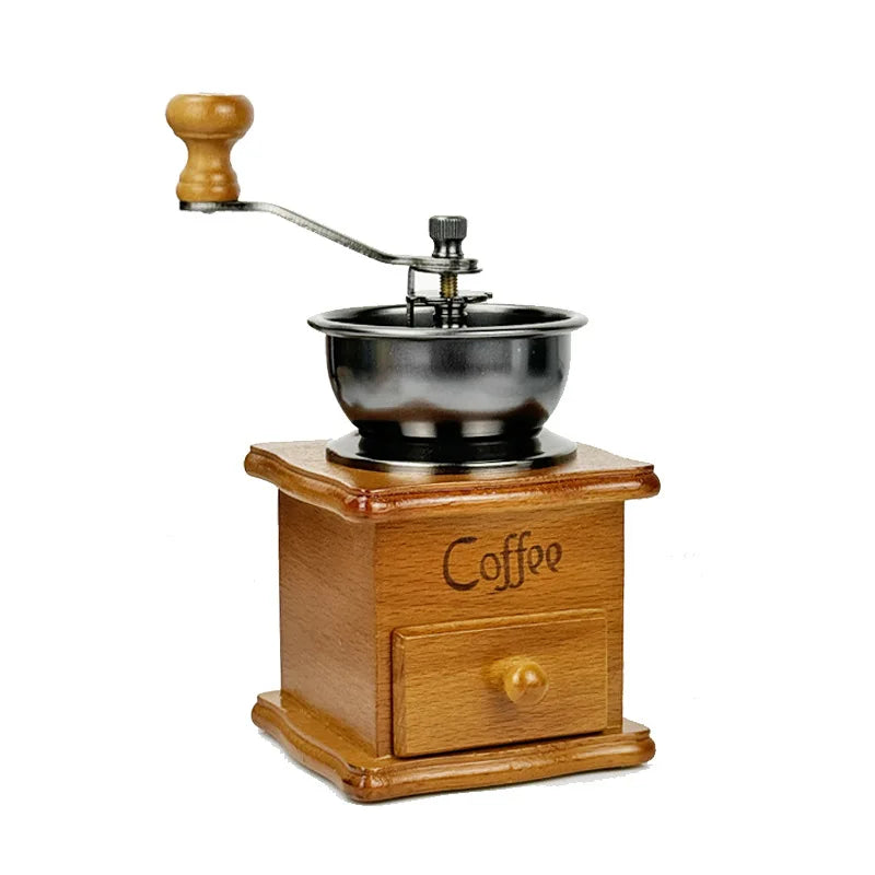 Vintage Wooden Manual Burr Coffee Grinder – Hand Crank Mill Manual Coffee Grinder Zpaxo 01
