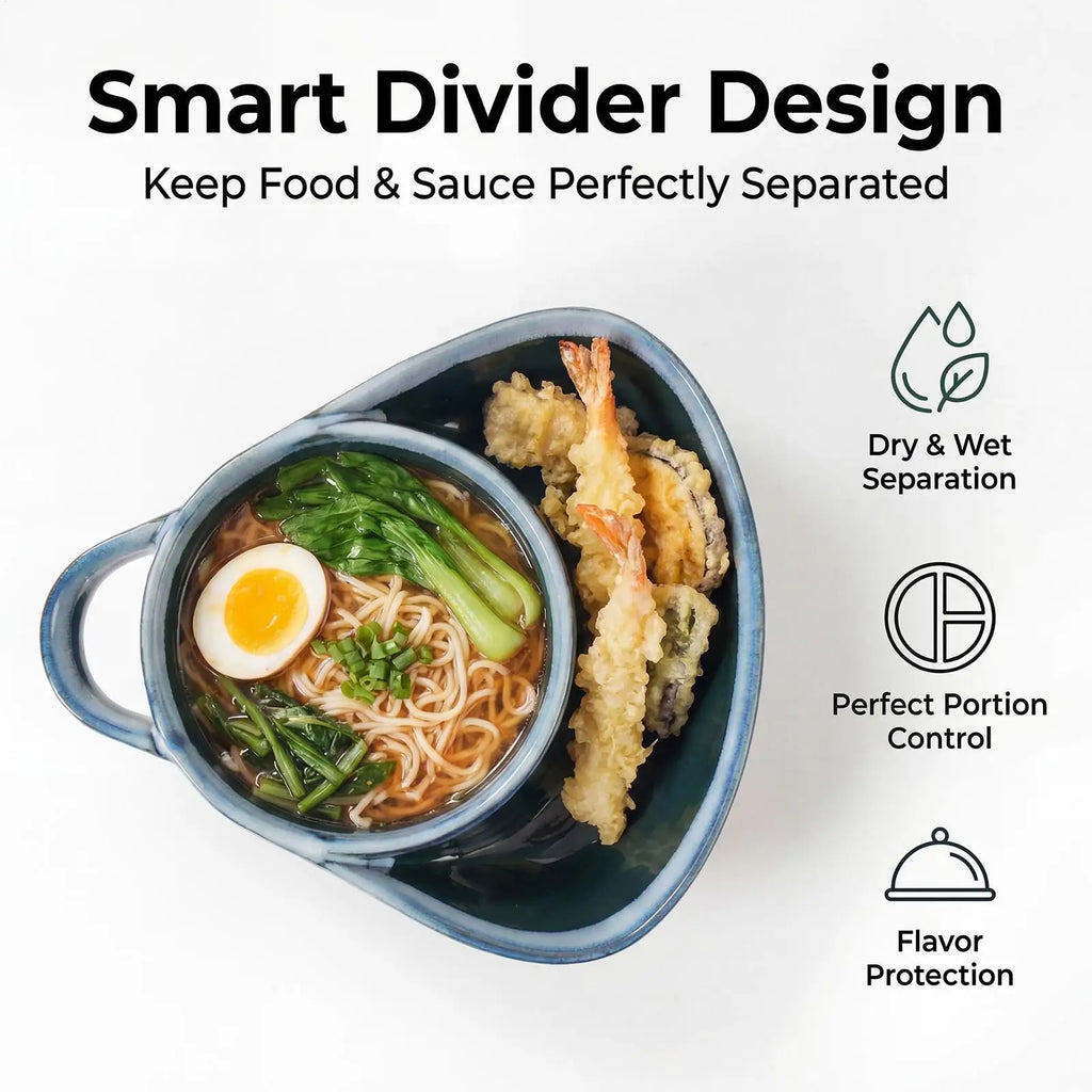 Chips Dip Bowl 2 Anti-soggy Divided Dishes Handle Large Cereal Bowls