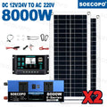 SOECOPO 8000W Solar Power Complete Kit 400W Solar Panels + 8000W DC12V - AC110V/220V Inverter +100A Controller Zpaxo 220V Solar Kit
