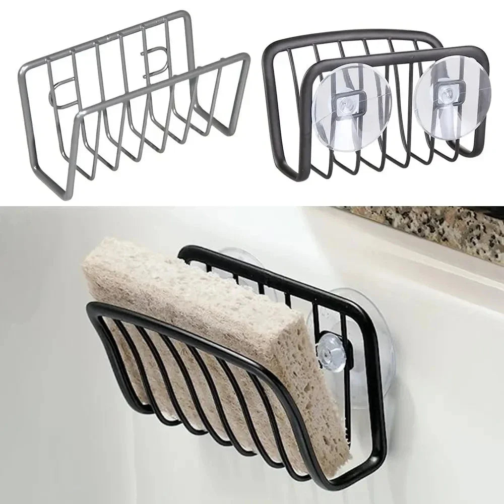 Sponge Holder Kitchen Sink Stainless Steel Suction Cup Caddy Supplies