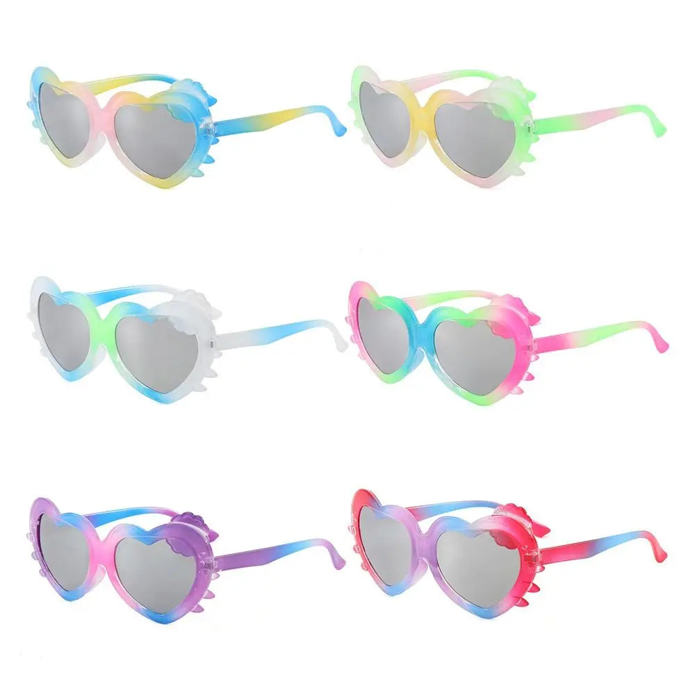 Fashion UV400 Kids Sunglasses Heart Shape Outdoor Gradient Sunglasses Colorful Travel Goggle Toddler Zpaxo