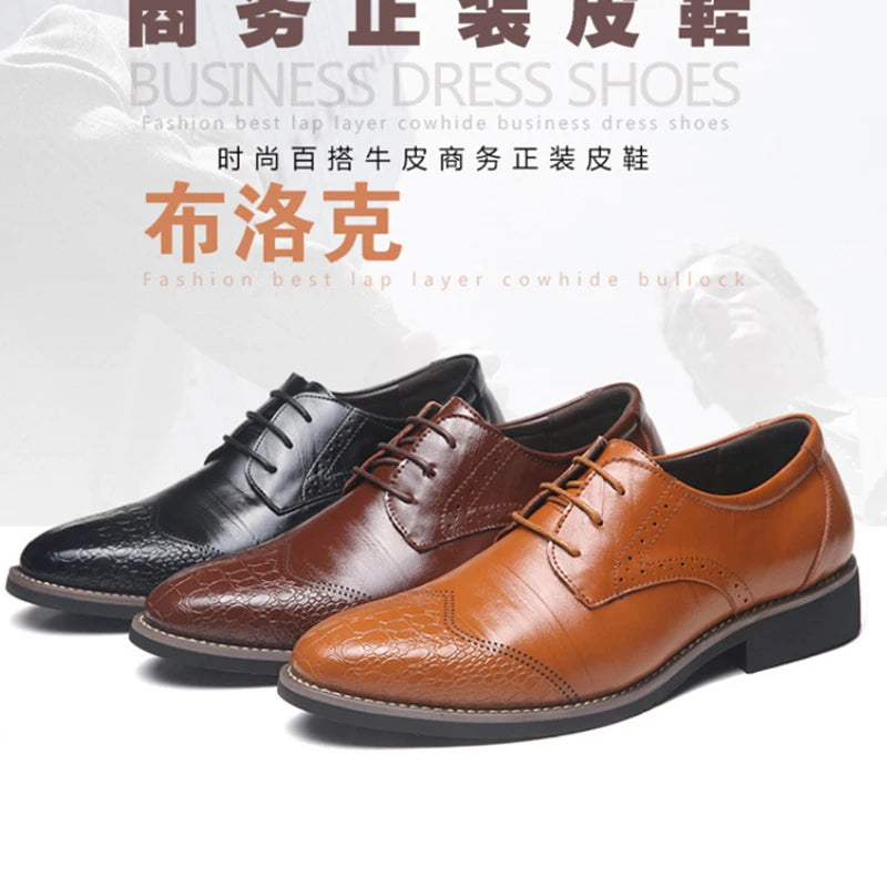Mens Multi Croc Embossed Brogue Oxfords Classic Lace Up Formal Dress Zpaxo