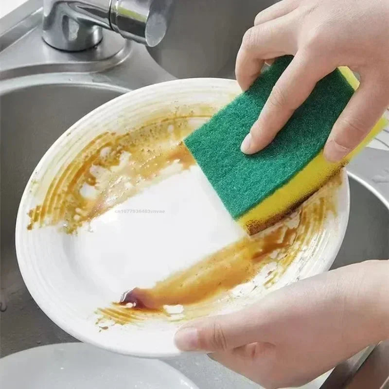 50/1Pcs Kitchen Dishwashing Sponge Soft Absorbent Clean Rub Pot Rust Scouring Pad Removing Kits Household Cleaning Brush Sponge Zpaxo