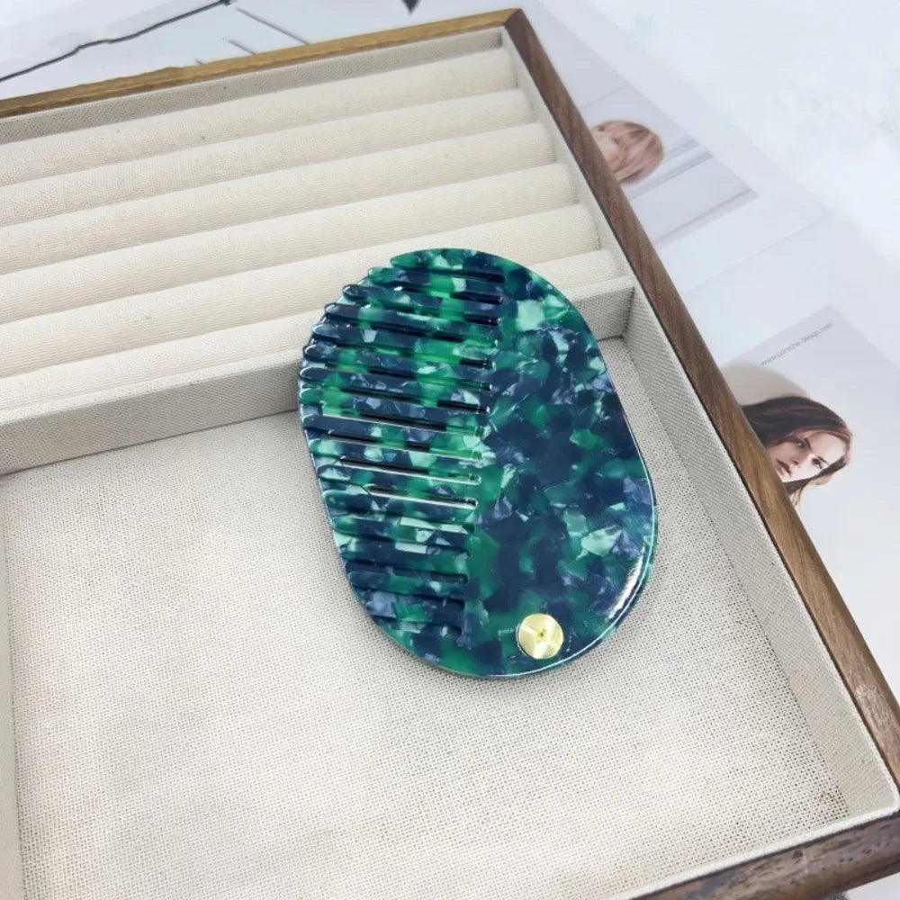 Simple Acetate Makeup Mirror Mini Anti static Mirror comb multifunctional Folding Hair comb Travel Zpaxo C