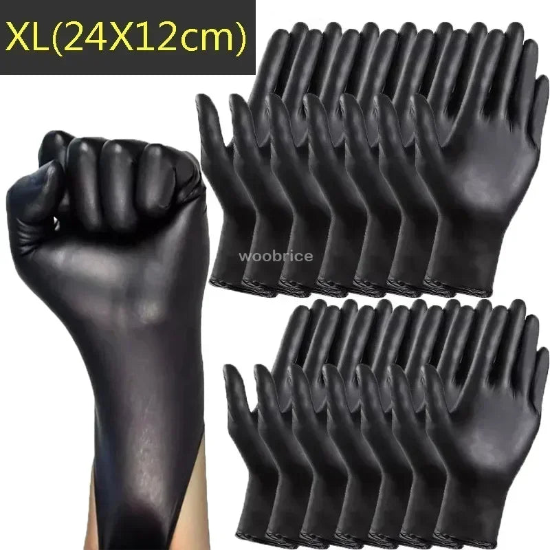50/100/200pcs Disposable Black Nitrile Gloves, Kitchen, Tattoo, Hair Dye Gloves, Food Processing, Household Small Tools Zpaxo XL-24x12cm 50PCS (25 pairs)