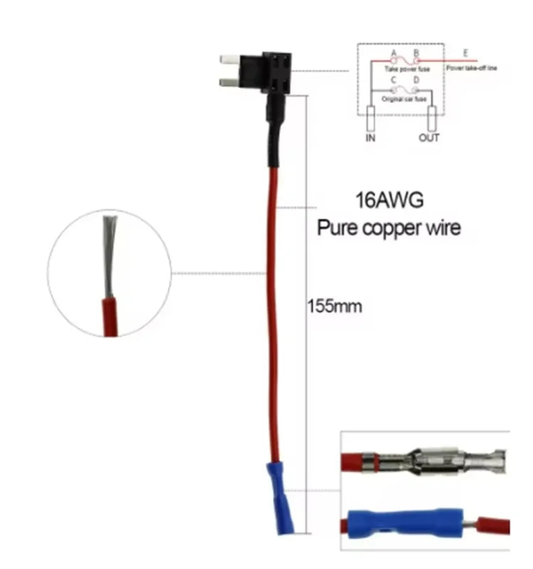 12v Mini Small Medium Size Car Fuse Holder Add-A-Circuit Tap Adapter With 10a Micro Mini Standard Atm Blade Fuse Zpaxo
