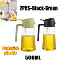 Oil Spray Pot 2-in-1 Plastic Household Kitchen Oil Bottle Nebulizing Mist Filling Cooking Oil Spray Pot Dual Use Camping Zpaxo 2PCS-Green Black