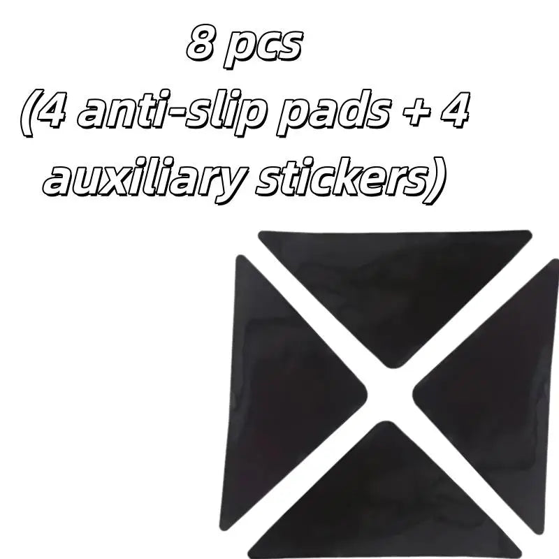 8pcs Non-Slip Rug Pads – Dual-Sided Grip for Hardwood & Tile Floors, Washable, Black, Keep Corners Flat Zpaxo 8pcs 4or4