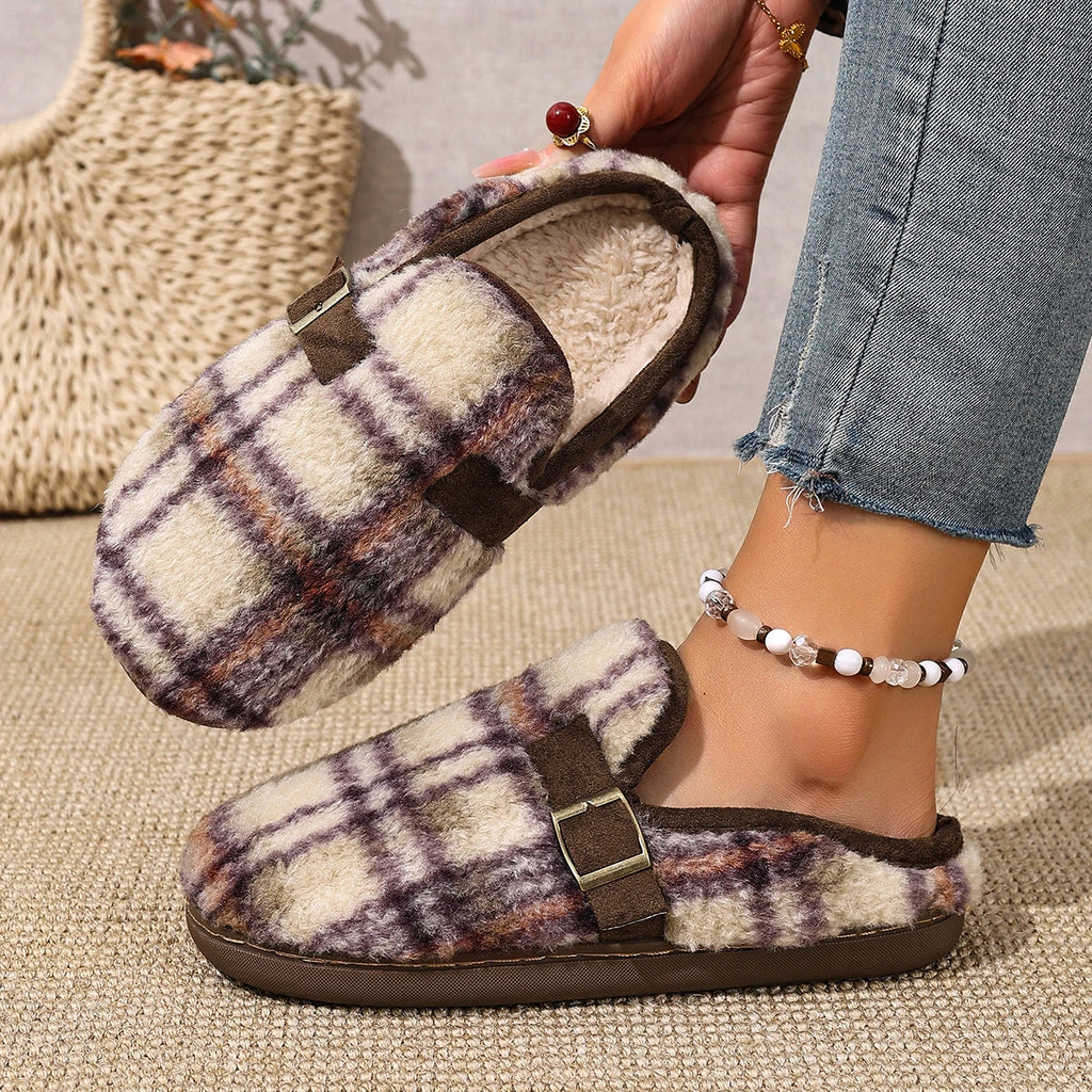 Women Slippers Fashion Outer Wear Style Women Cotton Slippers Retro Autumn Winter Warm Soft-soled Cotton Shoes Home Slides Women Zpaxo