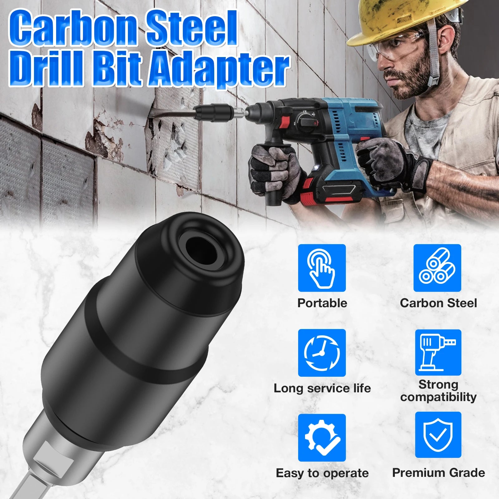 Carbon Steel Drill Bit Adapter for Rotary Hammer Drills Labor Saving Converter Shank Tool Drill Bit Adapter for Concrete and Zpaxo