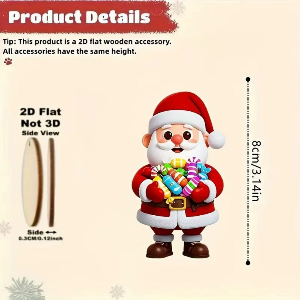 10-Pack Wooden Santa Claus Christmas Tree Ornaments