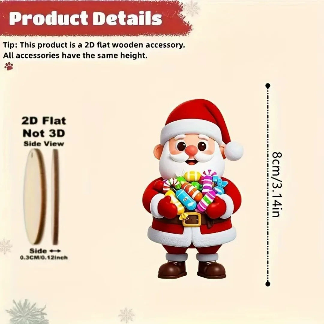 10-Pack Wooden Santa Claus Christmas Tree Ornaments