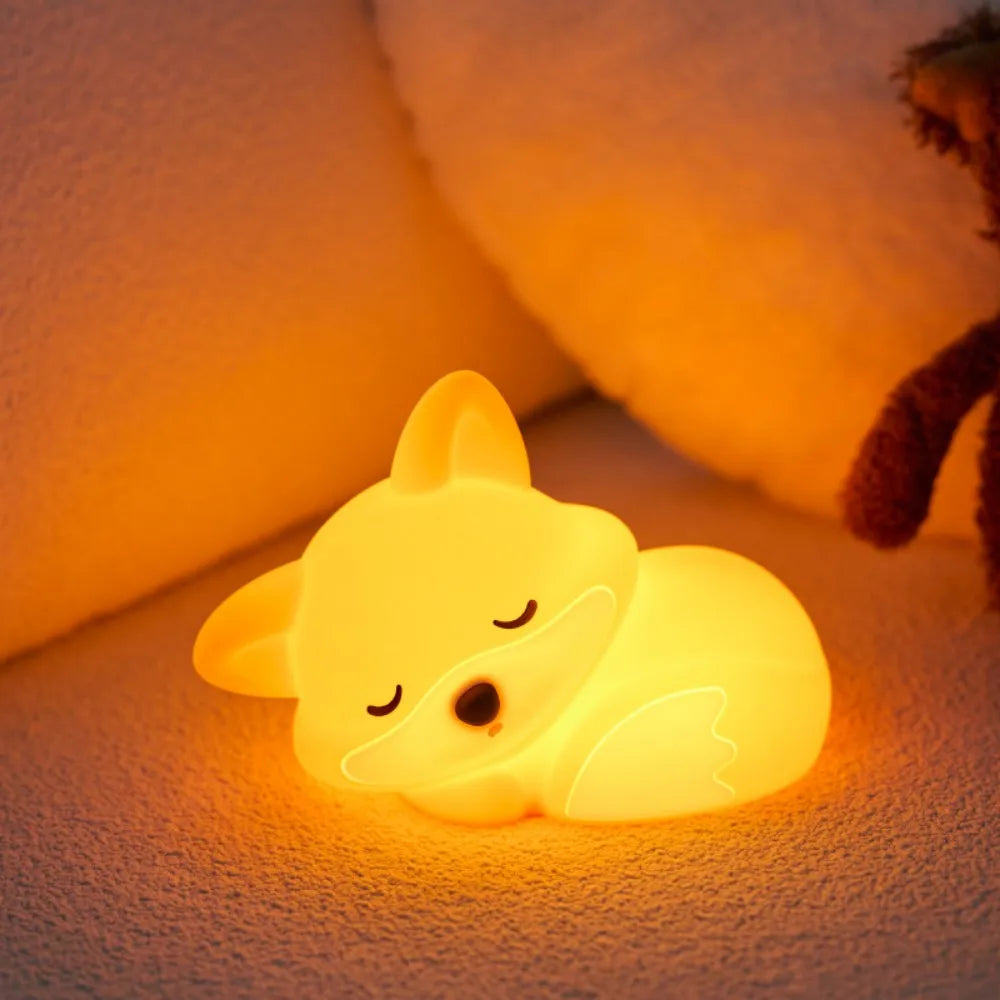 Cute Silicone Squishy Night Lamp Fox Rabbit Dimmable Nursery Nightlight Rechargeable Timing Bedside Table Lamp With Touch Sensor Zpaxo Fox Night Light