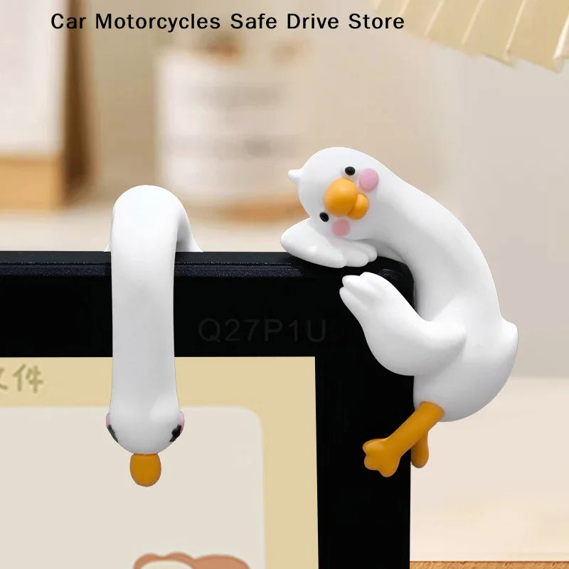 Cute 3D Mini Duck Figurine Resin Cartoon Animal Decor Desk Car