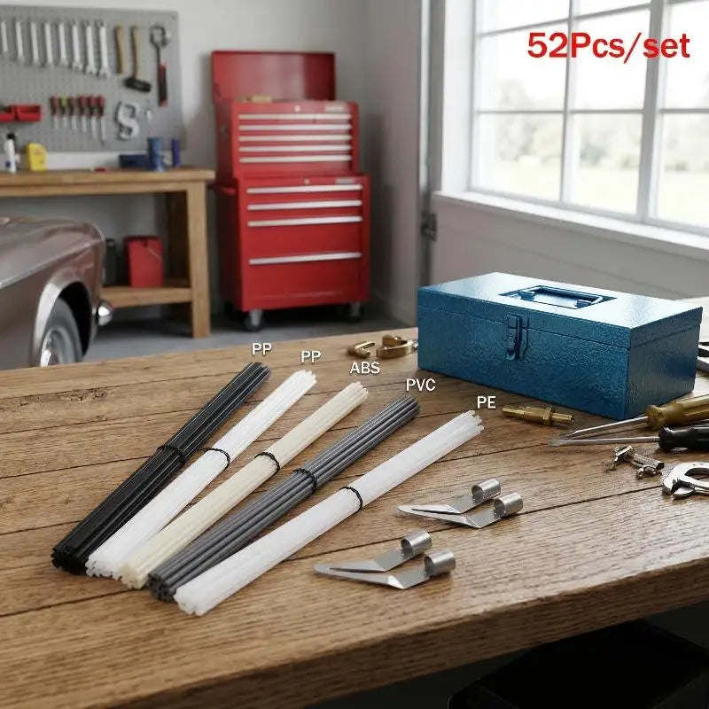 52-Pc Plastic Welding Kit – ABS PP PVC PE Rods & Repair Mesh
