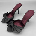 Summer Silk Butterfly-knot Heels Women's Slippers 2026 Sexy Pointed Zpaxo black 38