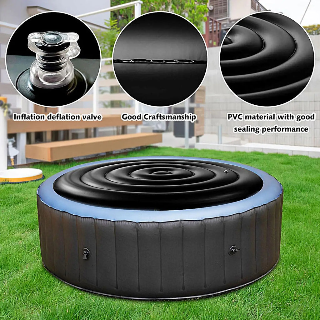 Inflatable Tub Cover Energy Saving Round Protective Lid Handles