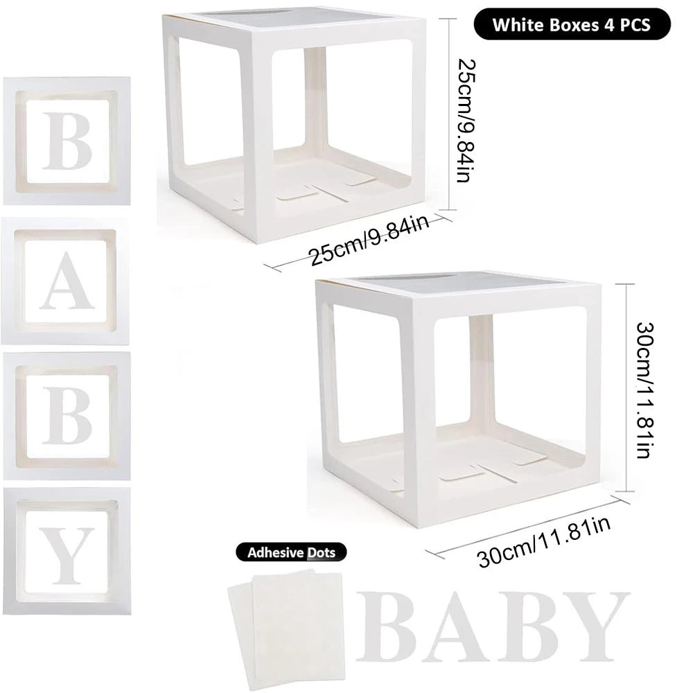 Baby Boxes with Letters for Baby Shower Transparent Balloon Box Blocks Birthday Party Gender Reveal Party Decorations 30/25cm Zpaxo