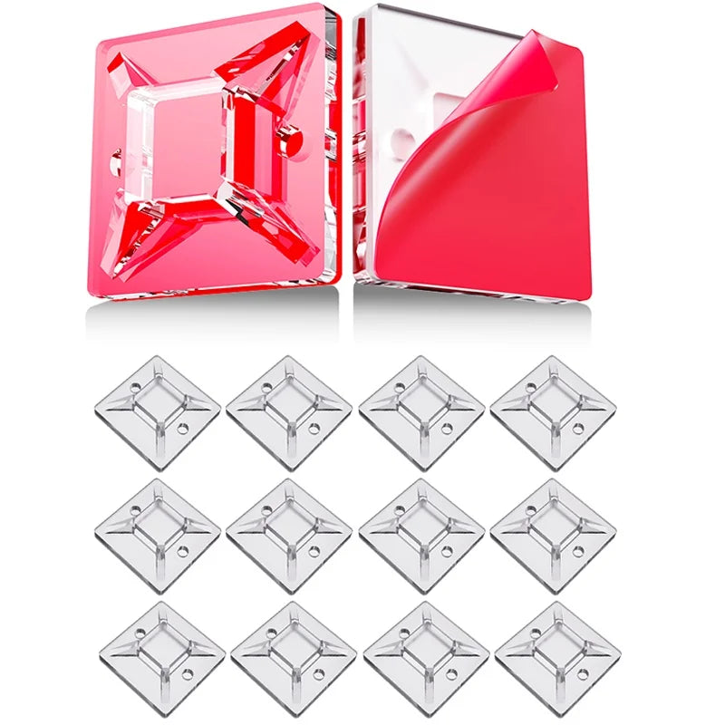 100Pcs Zip Tie Mounts Wire Clamp Cable Organizer Holder Self-adhesive Fixed Wire Clip For Desktop Car Office Holder Accessories Zpaxo