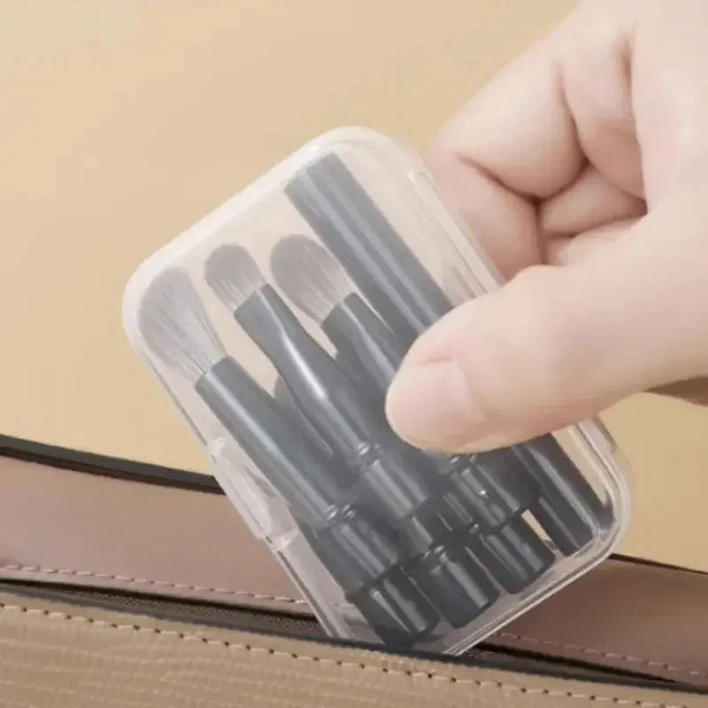 Mini Travel Makeup Brushes Box Portable Cosmetic Powder Foundation