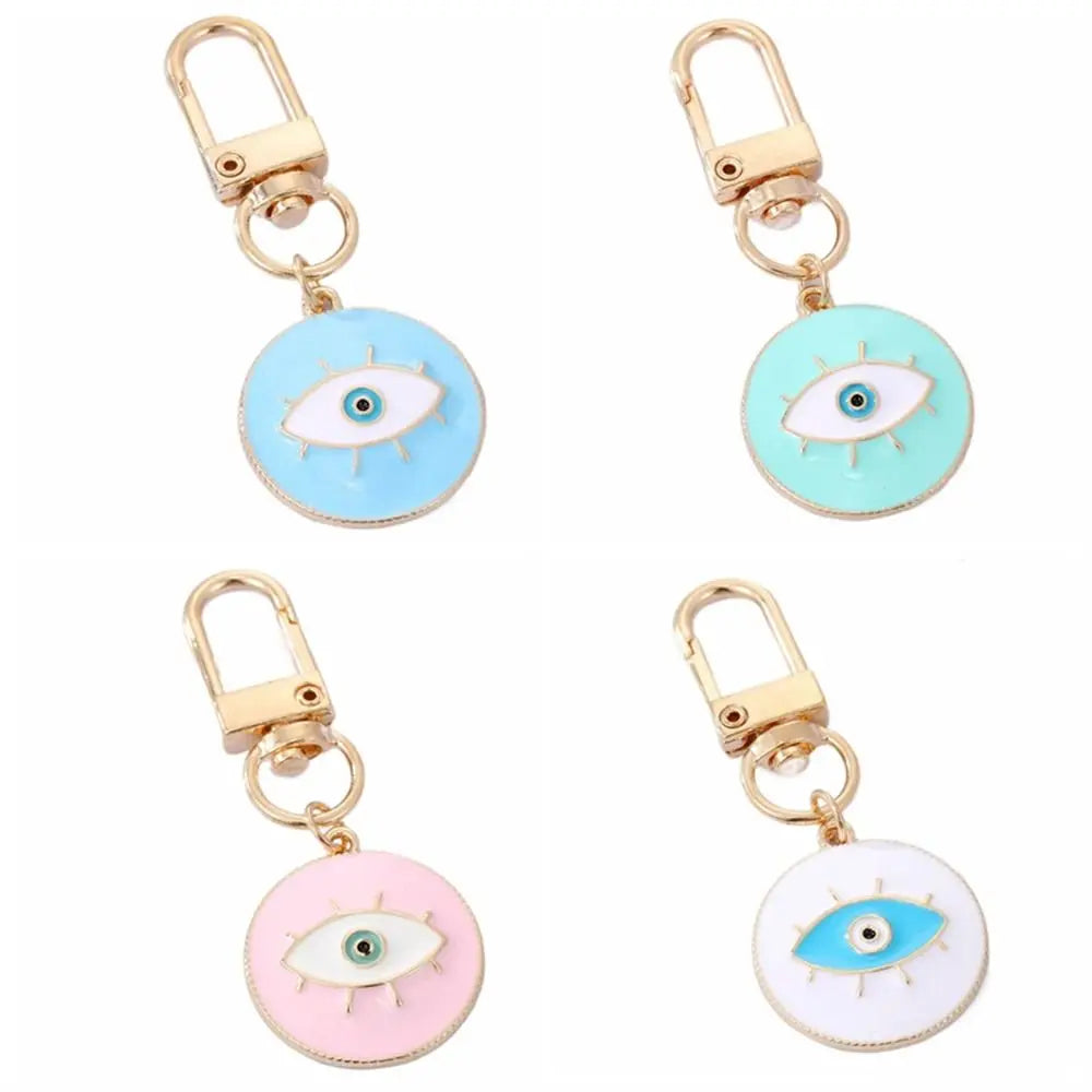 Lucky Turkish Evil Eye Keychain Retro Round Enamel Pendant Blue Zpaxo