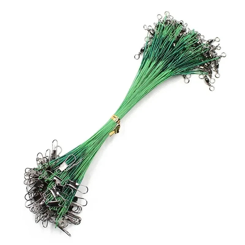 Steel Wire Fishing Leaders with Swivel – 20/100 Pack, 15–30cm