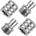 4Pcs Thread Tap Coupling Stainless Steel Garden Hose Quick Connector Water Hose Fitting 3/4inch Pressure Washer Pump Adapter Zpaxo black silver 3/4"