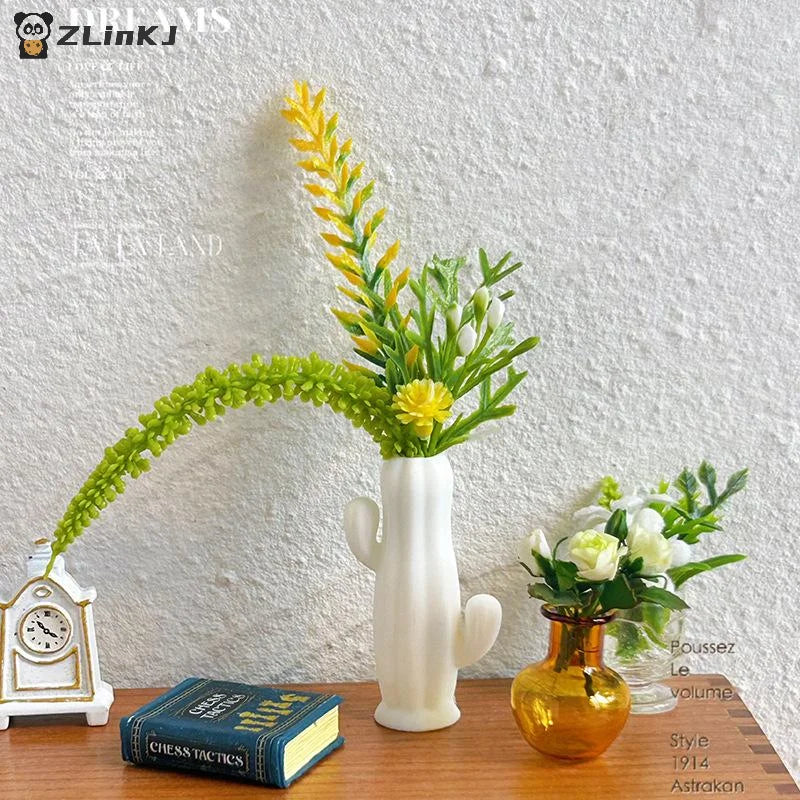 ▶1Pcs Dollhouse Miniature Cactus Shaped Vase Model Furniture Accessories For Doll House Living Room Scene Decor Kids Play Toy Zpaxo