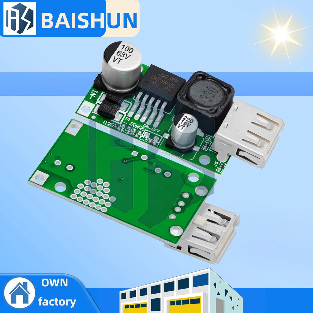 LM2596HV LM2596HVS 5V DC-DC Step Down Buck Converter Module 9V 12V 24V 36V 48V to 5V 3A USB Charger Module Board Zpaxo