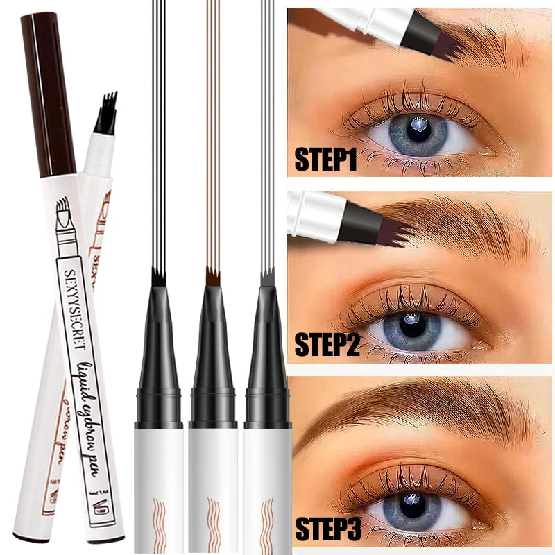 Waterproof Liquid Eyebrow Pen Long Lasting Stain-proof Ultra-fine 4 Split Tip Eyebrows Pen Fine Sketch Eyebrow Makeup Pencil Zpaxo