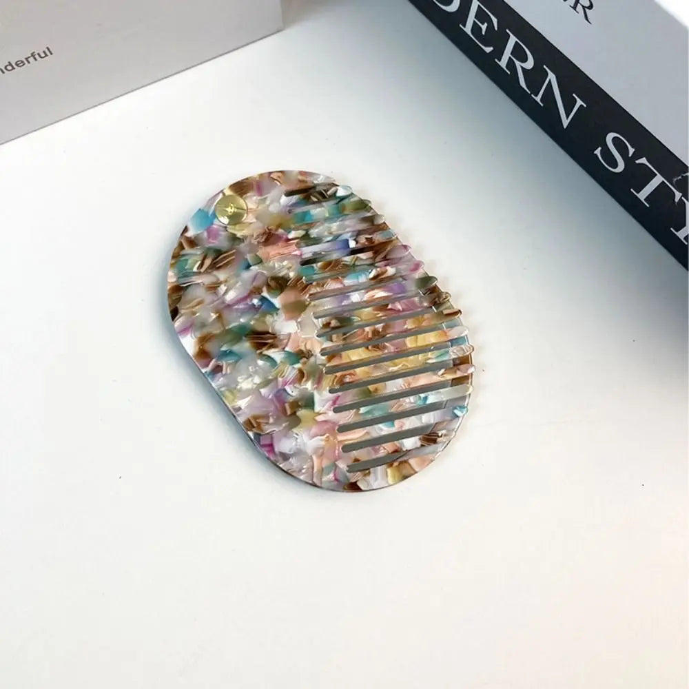 Simple Acetate Makeup Mirror Mini Anti static Mirror comb multifunctional Folding Hair comb Travel Zpaxo