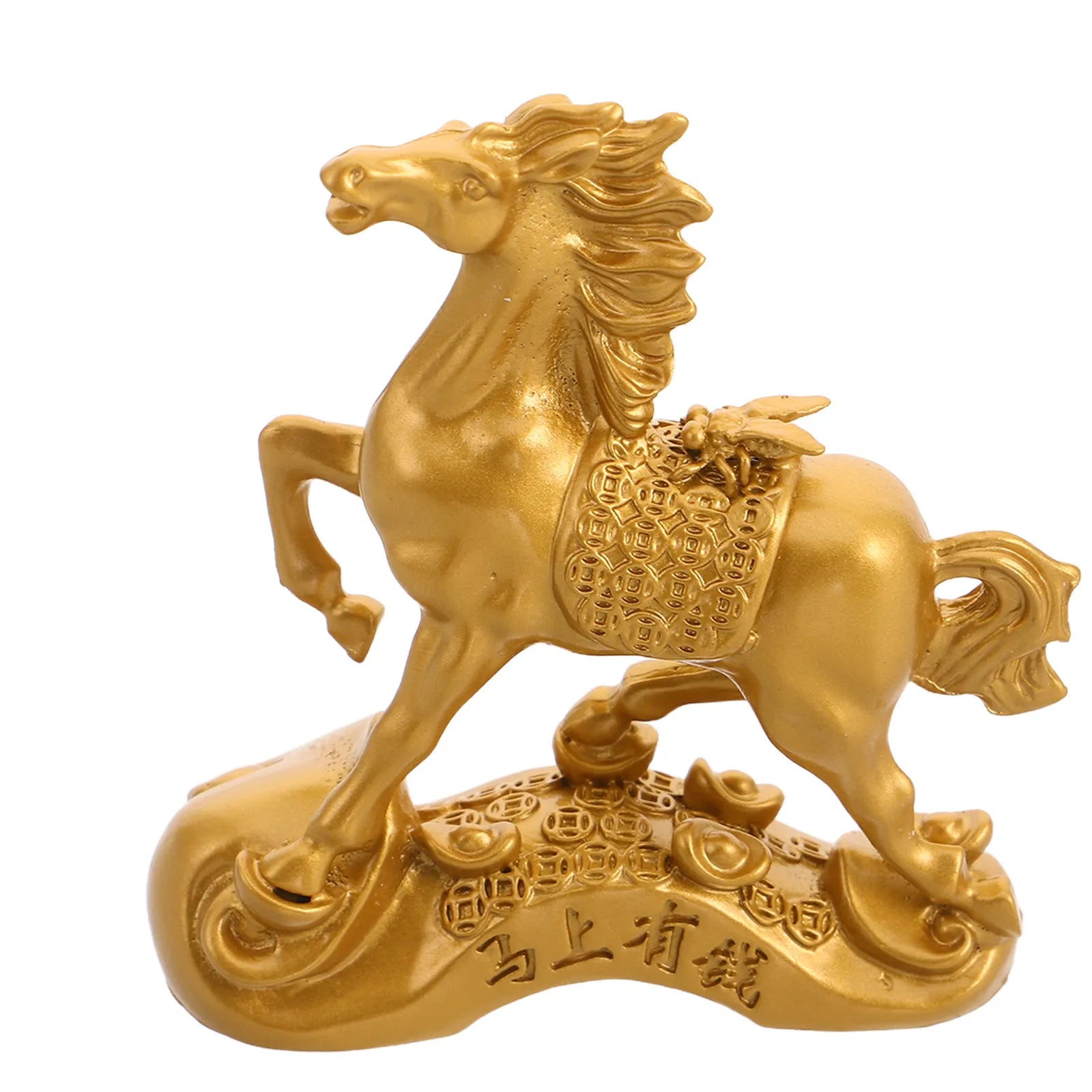 Chinese Zodiac Horse Ornament Alloy Standing Golden Ingot Feng Shui