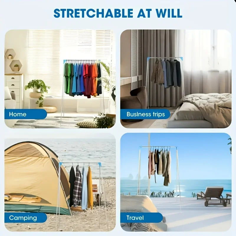 Multi-functional Portable Clothes Hanger Extendable Foldable Metal Zpaxo
