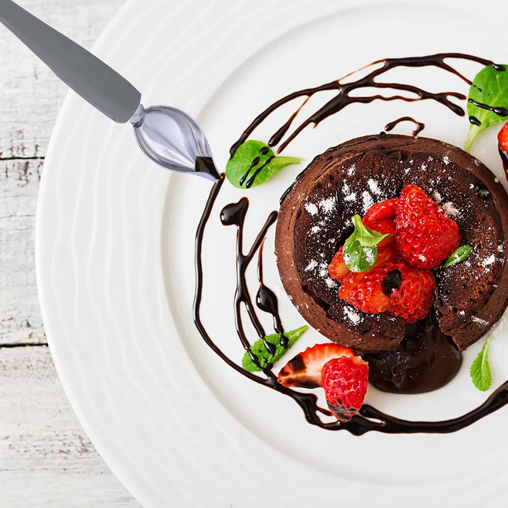 Stainless Steel Silicone Decorating Spoon Cake Cream Sauce Coffee Art