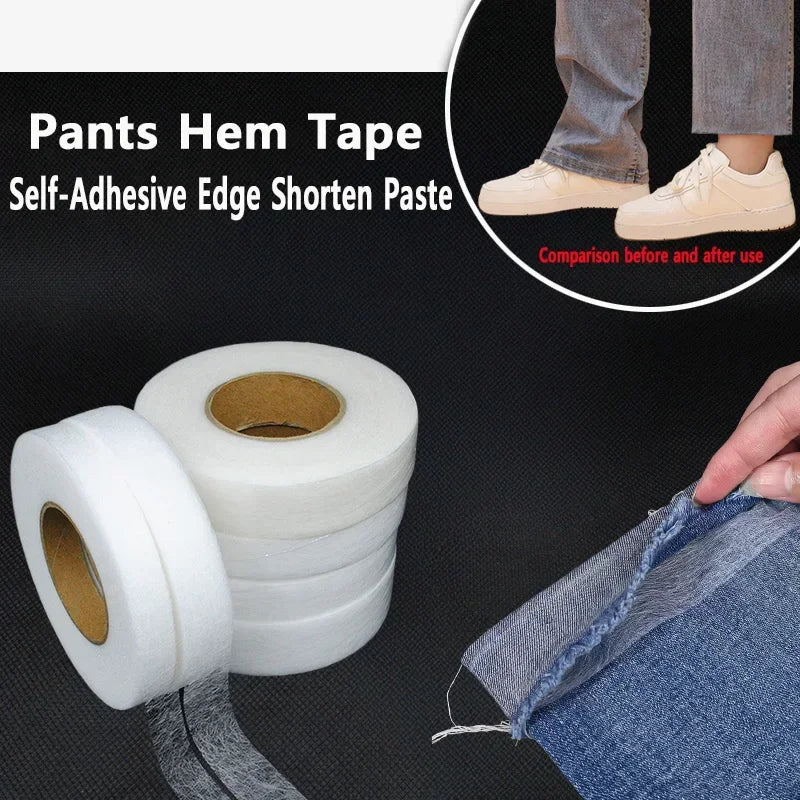 60M Pants Hem Tape Self-Adhesive Edge Shorten Paste Tape DIY Tools for Jean Clothes Length Shorten Household Sewing Accessories Zpaxo