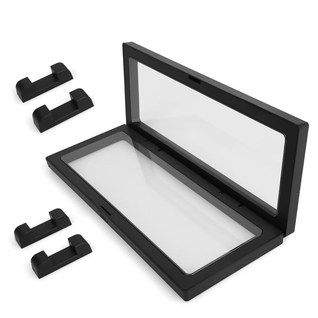 3D Floating Frame Coin Box Clear Jewelry Bracelet Display Stand Ring
