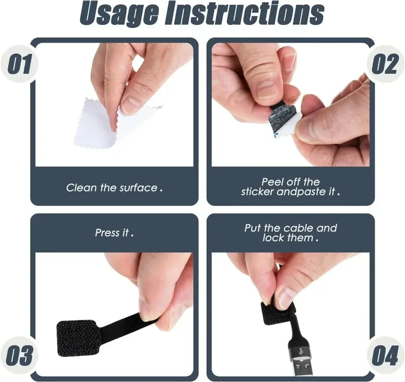 Reusable Velcro Cable Ties Self-adhesive Adjustable Cord Organizer