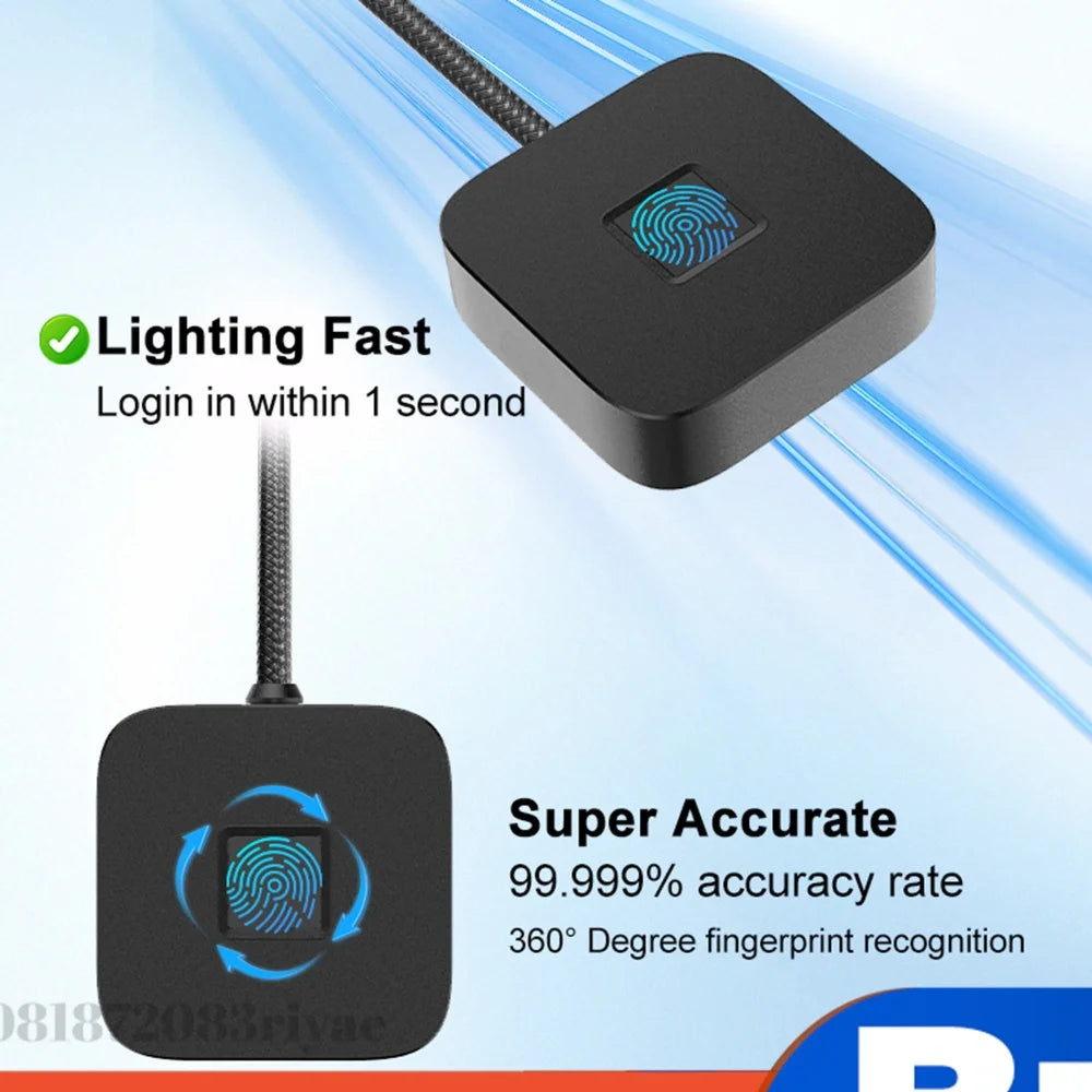 Windows Hello 10 11 Fingerprint Reader 5ft Cable Portable USB Logger