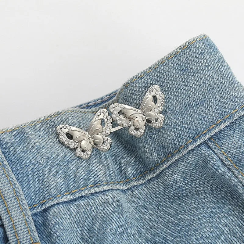 Jeans Button Adjustable Clips Pant Skirts Waist Tightener Buckle Snap Zpaxo A