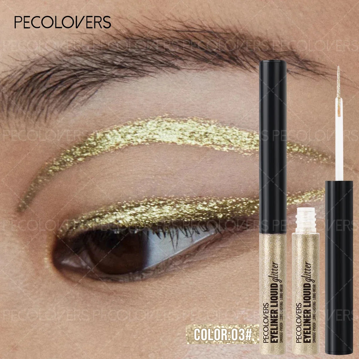 Waterproof Glitter Metallic Liquid Eyeliner Pencil,Shimmering Eye Makeup,Smudge-proof,Eyeshadow,For Music Festival Makeup Zpaxo 03